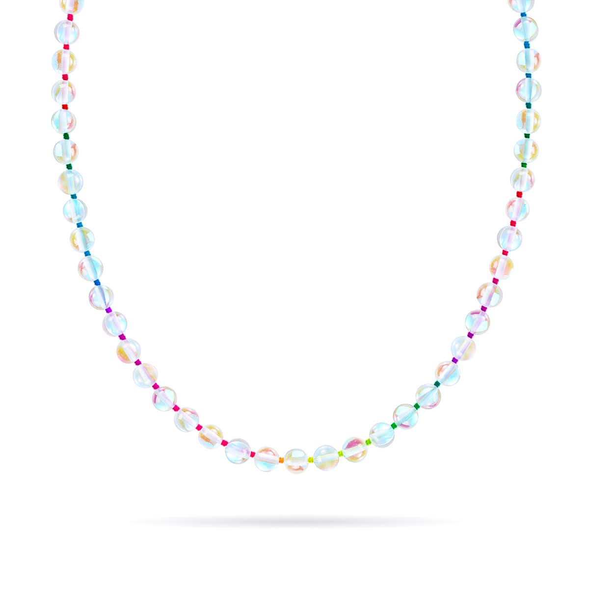 Rainbow Supernova | Silver | Galaxy Glass Knotted Necklace